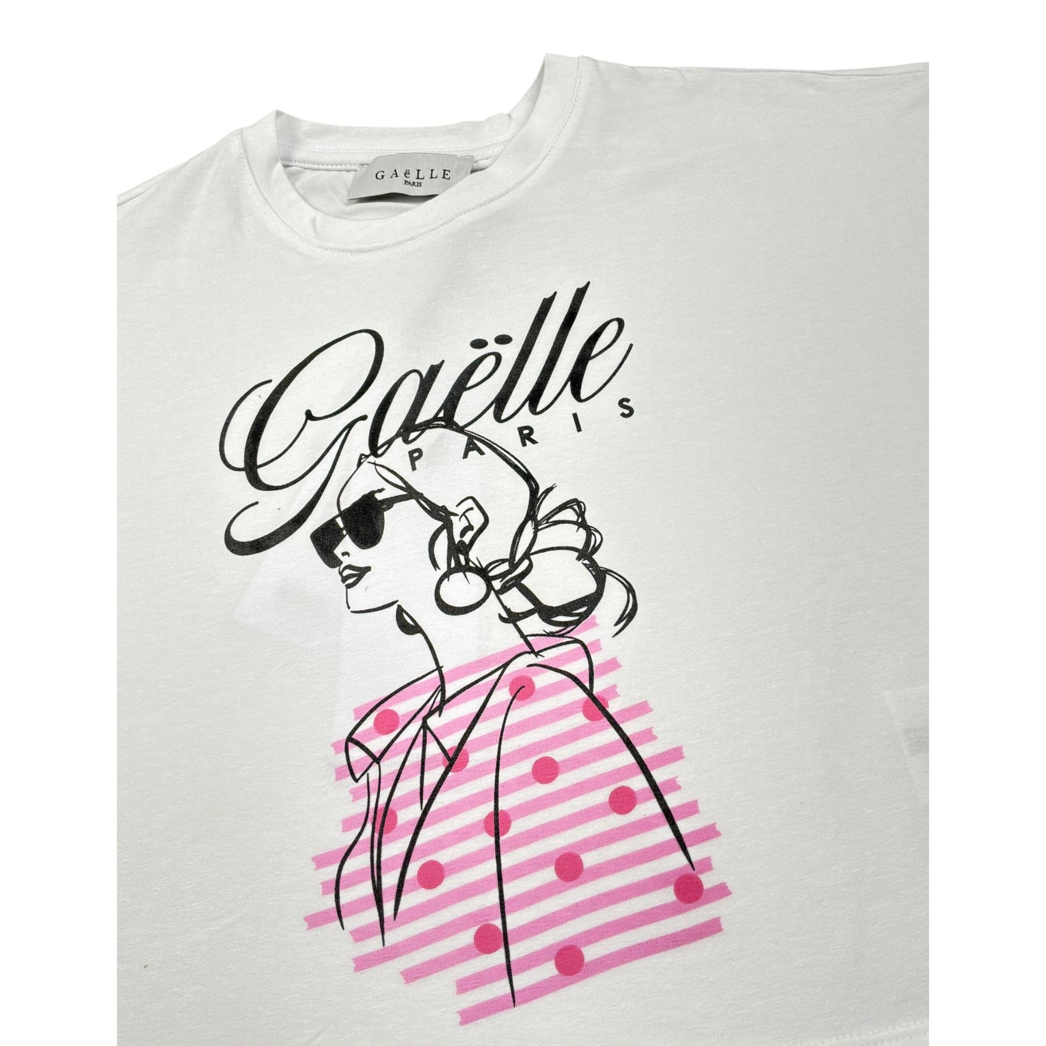Gaelle T-Shirt tinta unita con Stampa Bianco per Bambina 2746MY00510 BIANCO GAELLE 