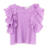 Dixie Camicia Tinta Unita Con Plisset Lilla Per Bambina