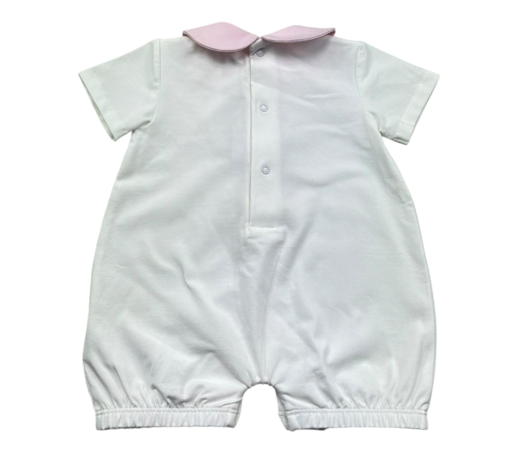 Le Bebe Pagliaccetto Mezza Manica Tinta Unita con Stampa per Neonata LBG6261 BIANCO LE BEBE 