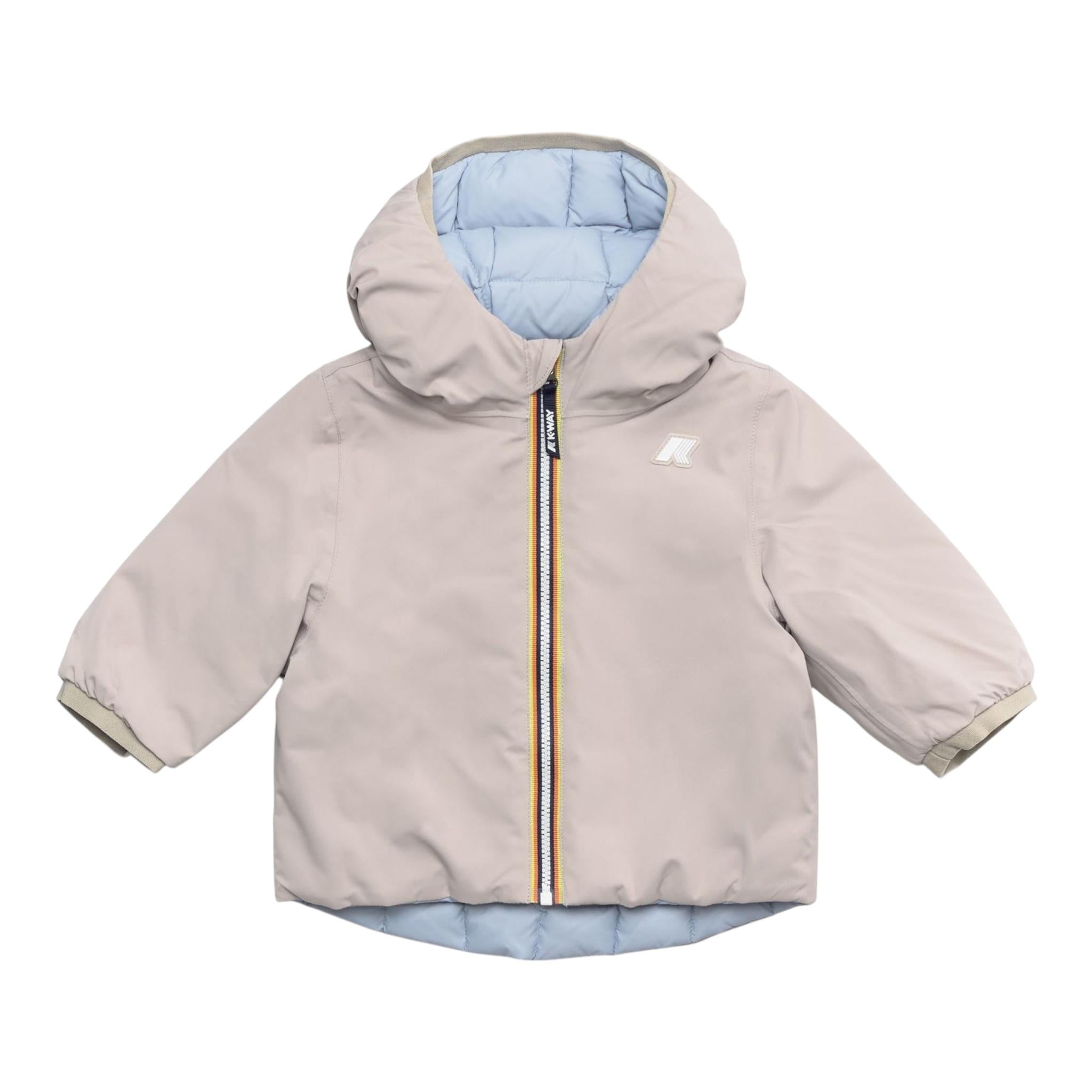K-WAY giubbino reversibile con zip e cappuccio bicolore Beige/azzurro per Neonato K7132PWOXX BEIGE/AZZURRO K-WAY 