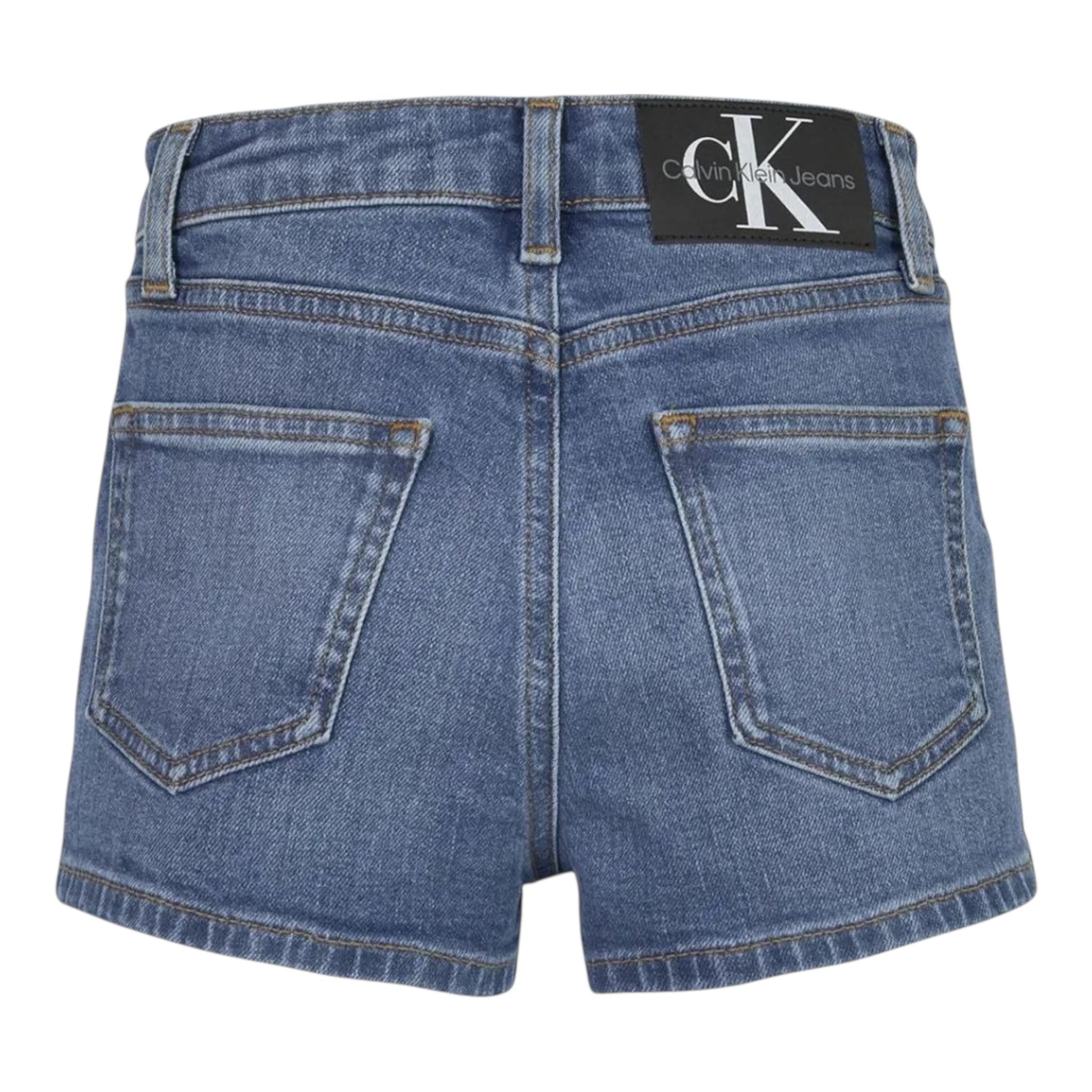 Calvin Klein Short In Denim Tinta Unita con Girovita Regolabile per Bambina IG0IG01978 BLU CALVIN KLEIN 