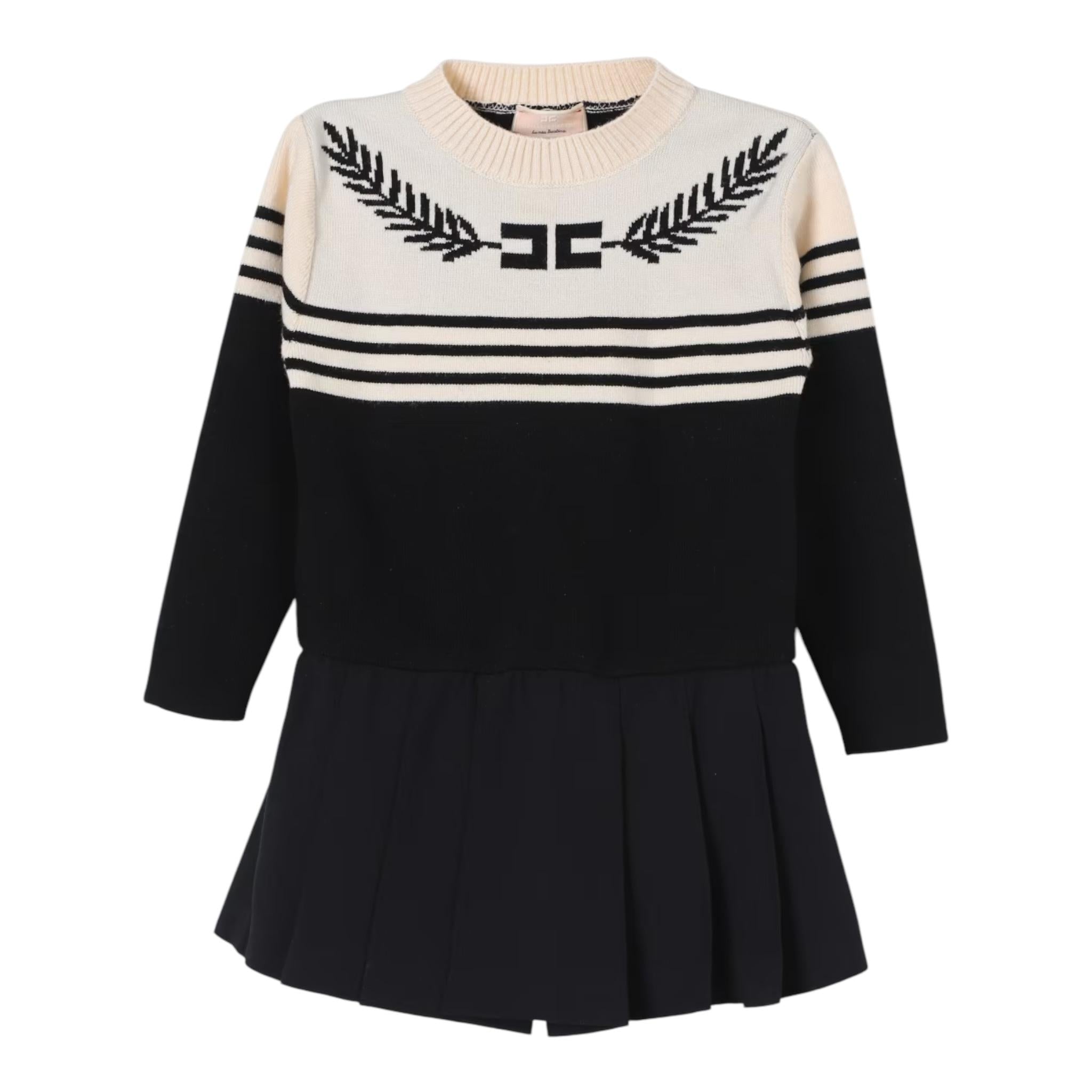 ELISABETTA FRANCHI abito in maglia bicolore girocollo Nero/panna per Bambina EFAB567 NERO/PANNA ELISABETTA FRANCHI 