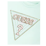 Guess T-Shirt Tinta Unita con Stampa E Paillettes per Neonata K5GI12K6YW4 VERDE ACQUA GUESS 
