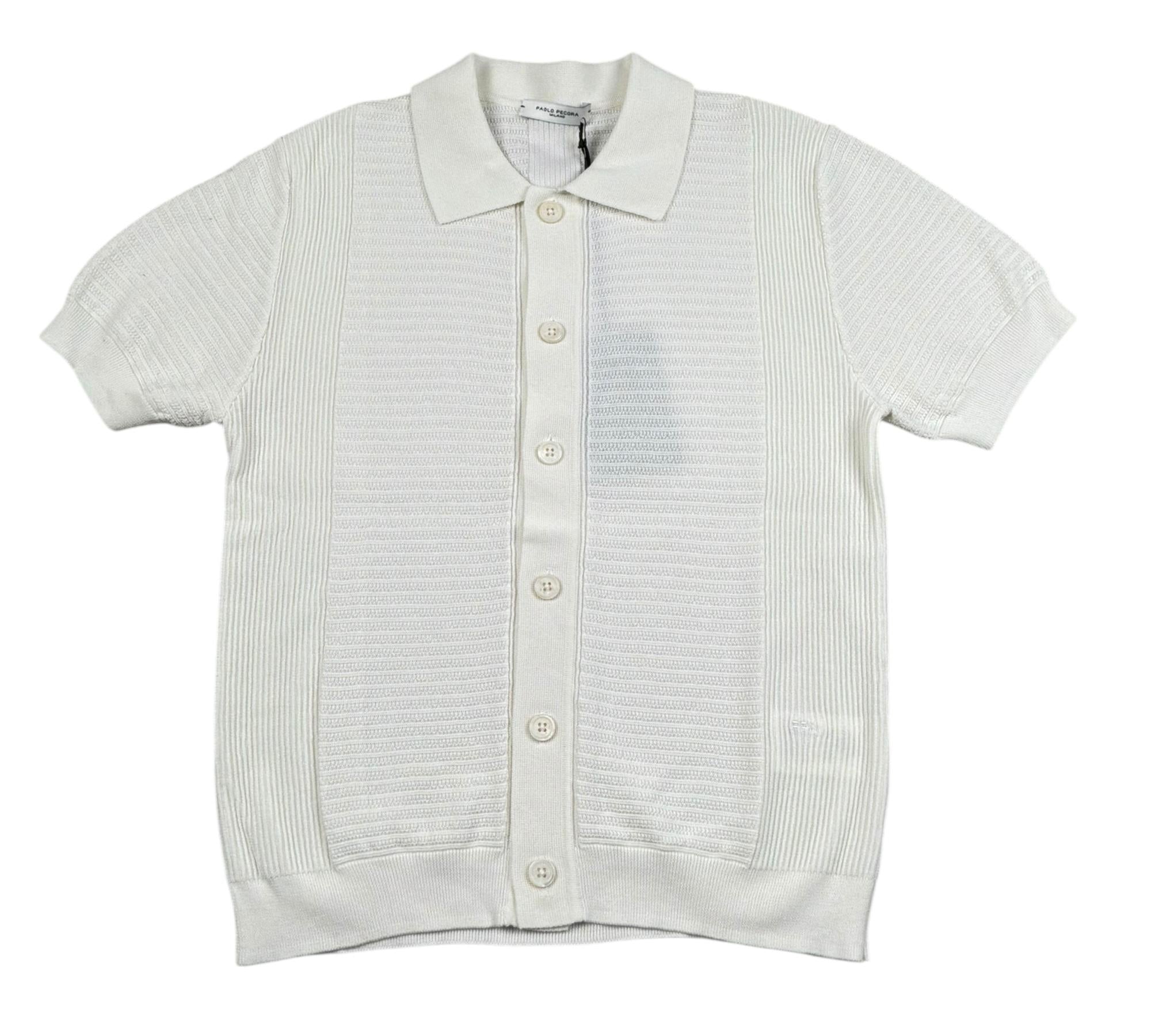 Paolo Pecora Camicia Mezza Manica Tinta Unita In Filo per Bambino PP42766 PANNA PAOLO PECORA 