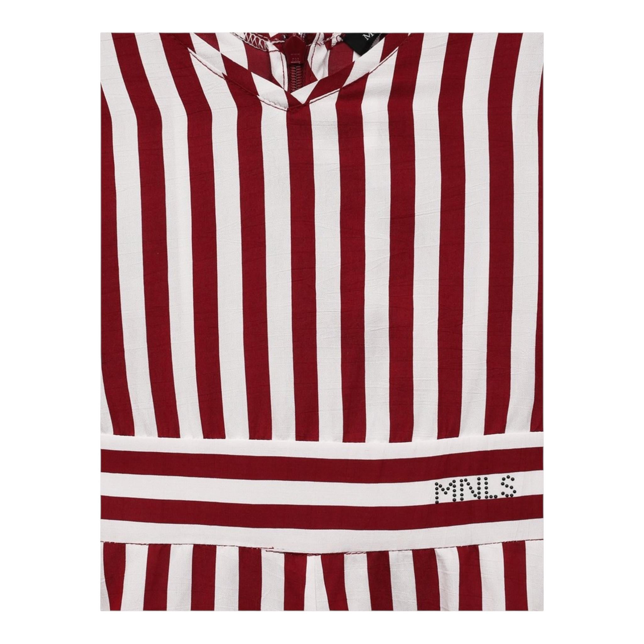 Monnalisa Abito Bicolore con Fantasia A Righe per Bambina 417909 BIANCO/ROSSO MONNALISA 