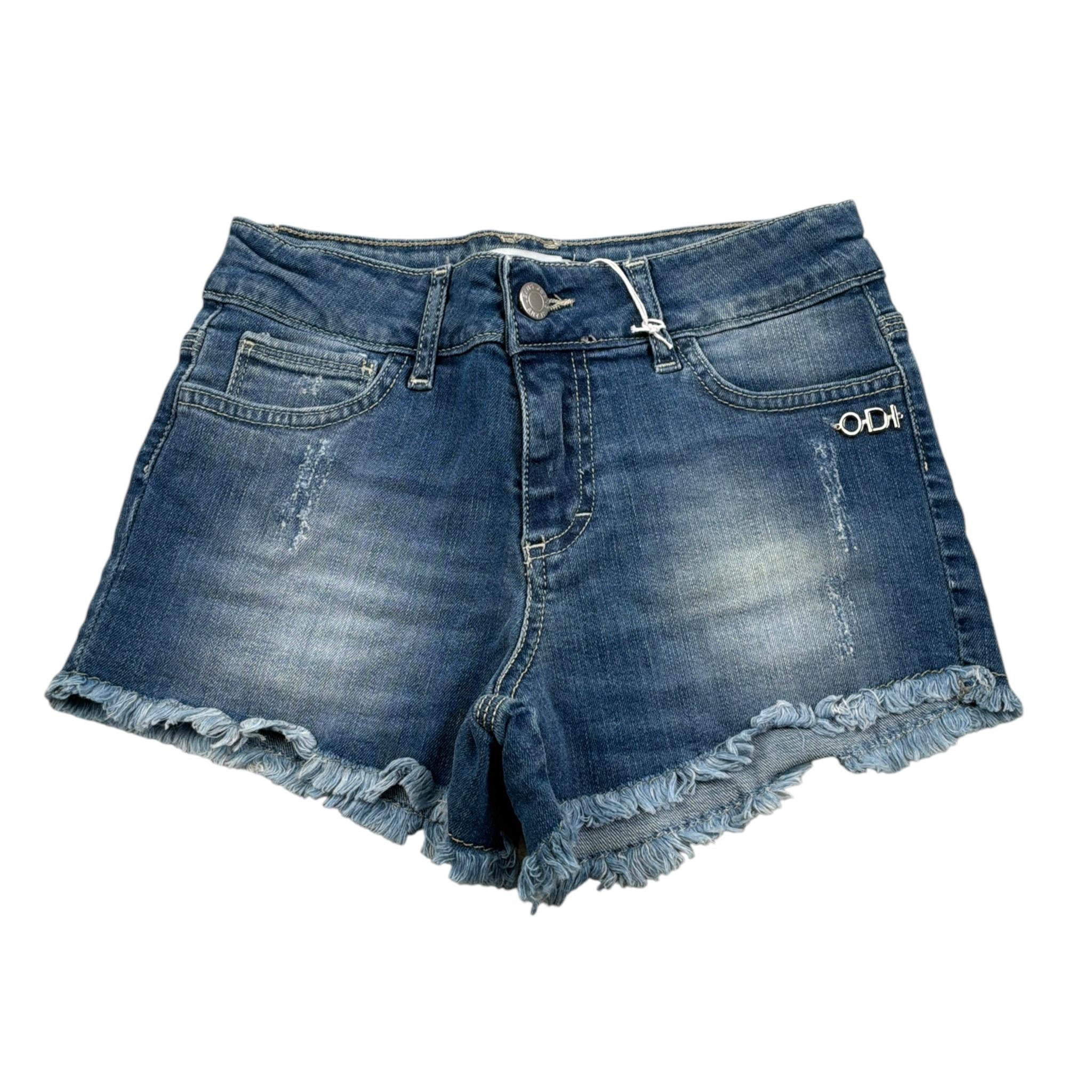 Odi Et Amo Short In Denim tinta unita con Girovita Regolabile Blu per Bambina ODJSO8847 BLU ODI ET AMO 