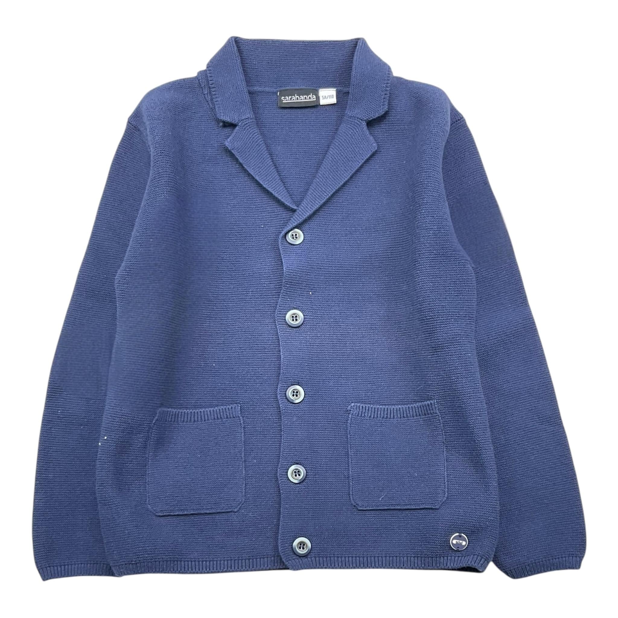 SARABANDA giacca in maglia tinta unita con toppe Blu per Bambino 0A104X BLU SARABANDA 