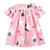 Monnalisa Abito Tinta Unita con Balze E Fantasia Fiori per Bambina 11C903 ROSA MONNALISA 