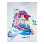 Monnalisa T-Shirt Girocollo Tinta Unita con Stampa Ariel per Bambina 113628P9 BIANCO MONNALISA 