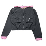 Disclaimer Giubbino Tinta Unita Con Zip E Cappuccio Nero Per Bambina