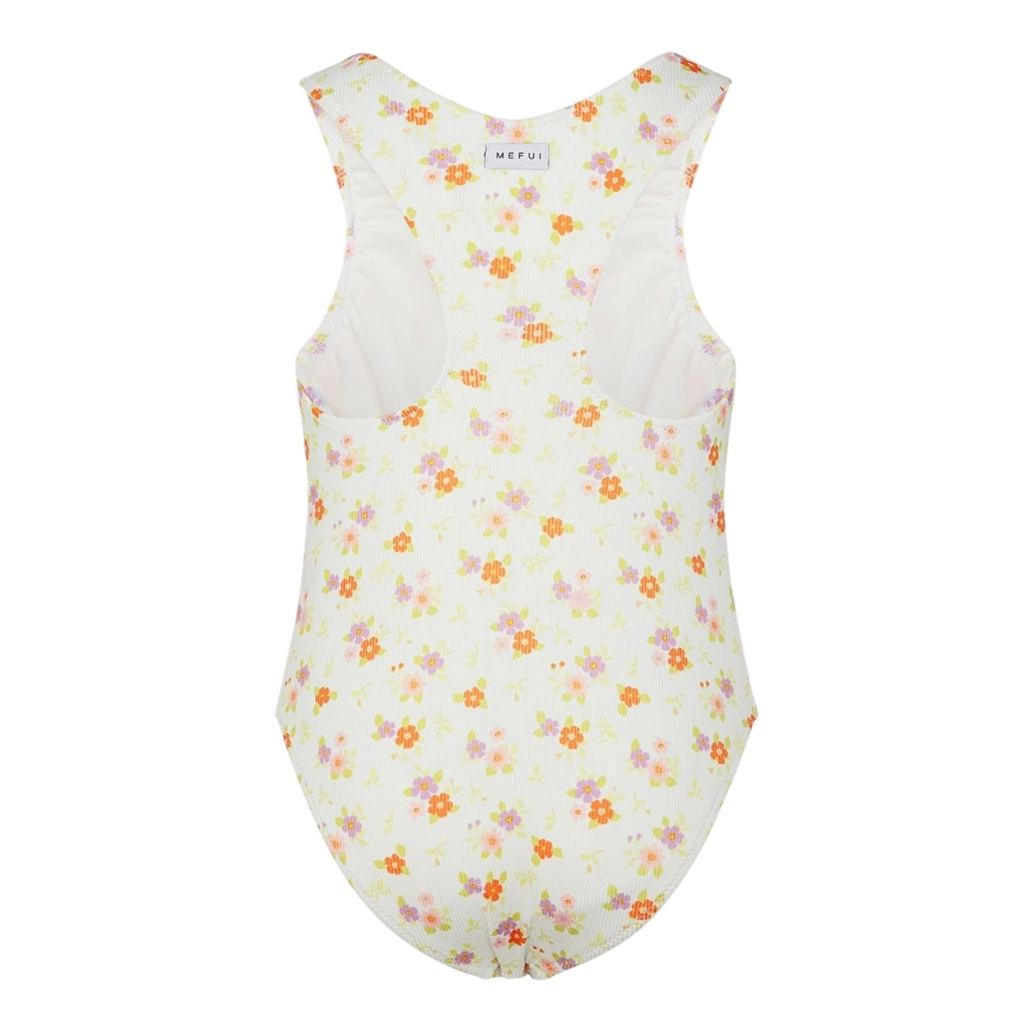 Mefui Costume Intero Tinta Unita con Fantasia per Bambina MJ250204X08 PANNA MEFUI 