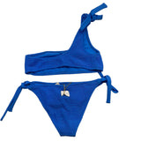 Cotazur Costume Tinta Unita 2 Pezzi Monospalla-Mutandina Blu Per Bambina