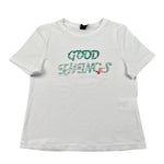 Naice T-Shirt Girocollo Tinta Unita con Stampa In Contrasto per Bambina 24128 BIANCO NAICE 