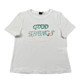 Naice T-Shirt Girocollo Tinta Unita con Stampa In Contrasto per Bambina 24128 BIANCO NAICE 