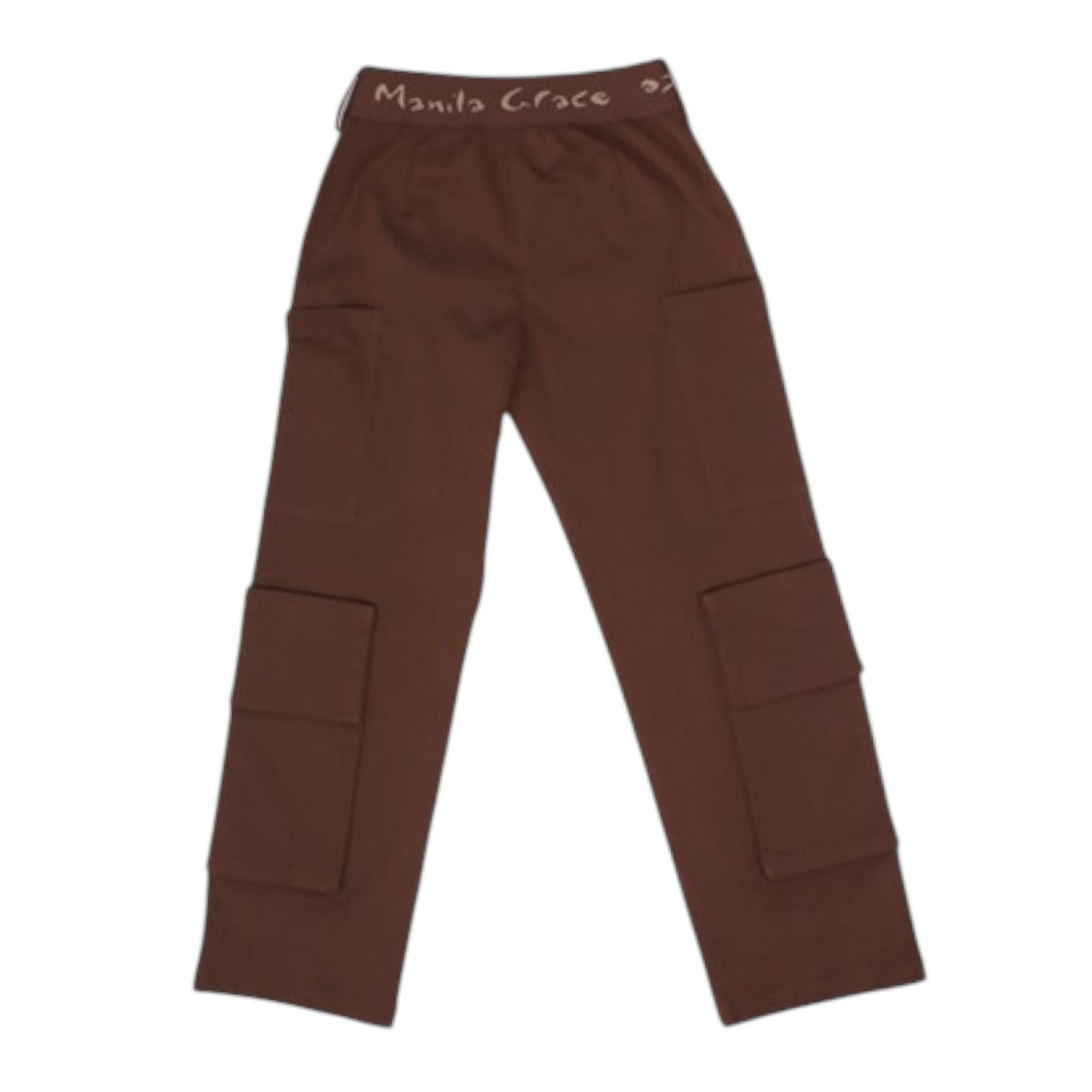MANILA GRACE pantalone tinta unita con elastico in vita Marrone per Bambina MFJF24P161 MARRONE MANILA GRACE 
