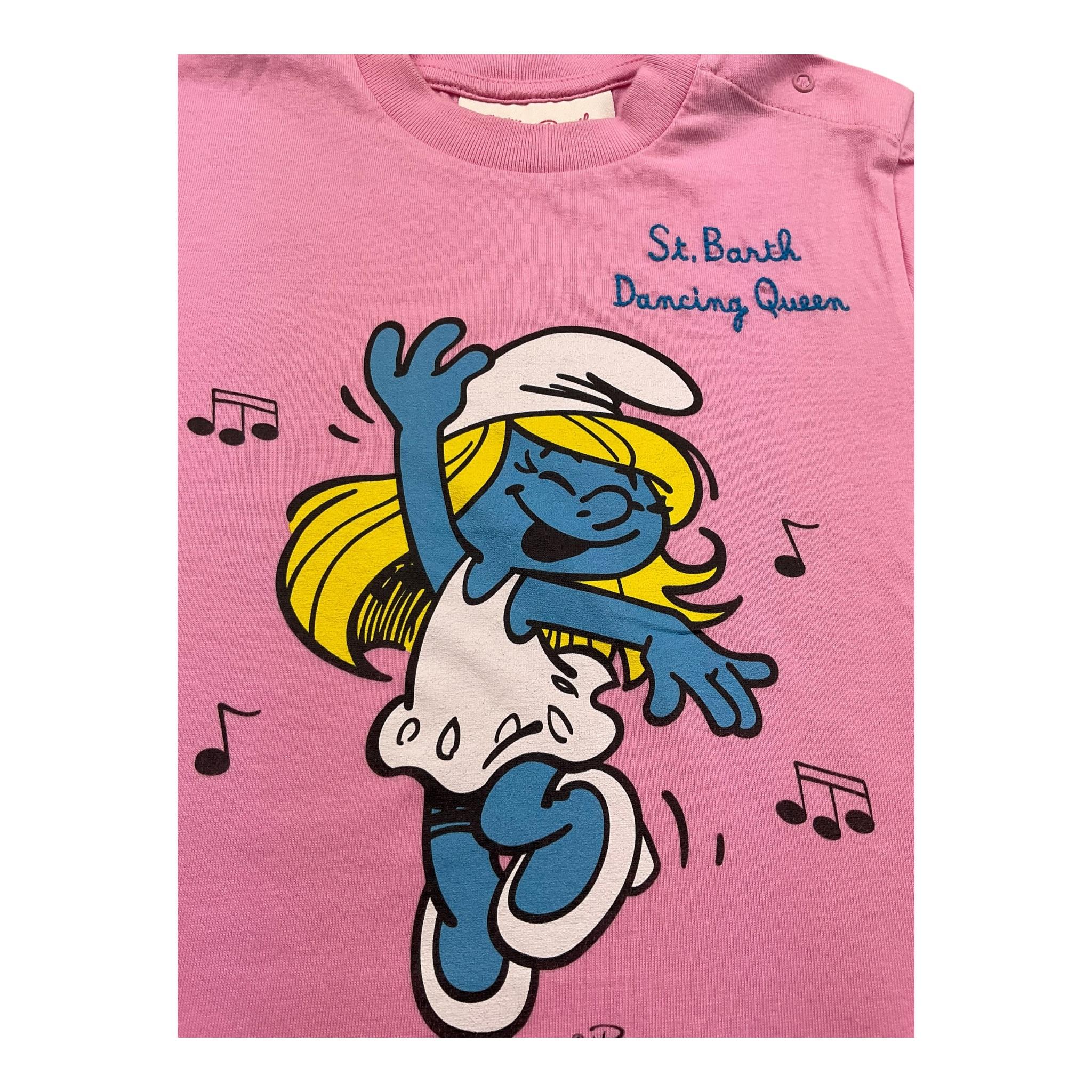 Saint Barth T-Shirt Girocollo Tinta Unita con Puffi per Neonata ELLY0010 ROSA SAINT BARTH 