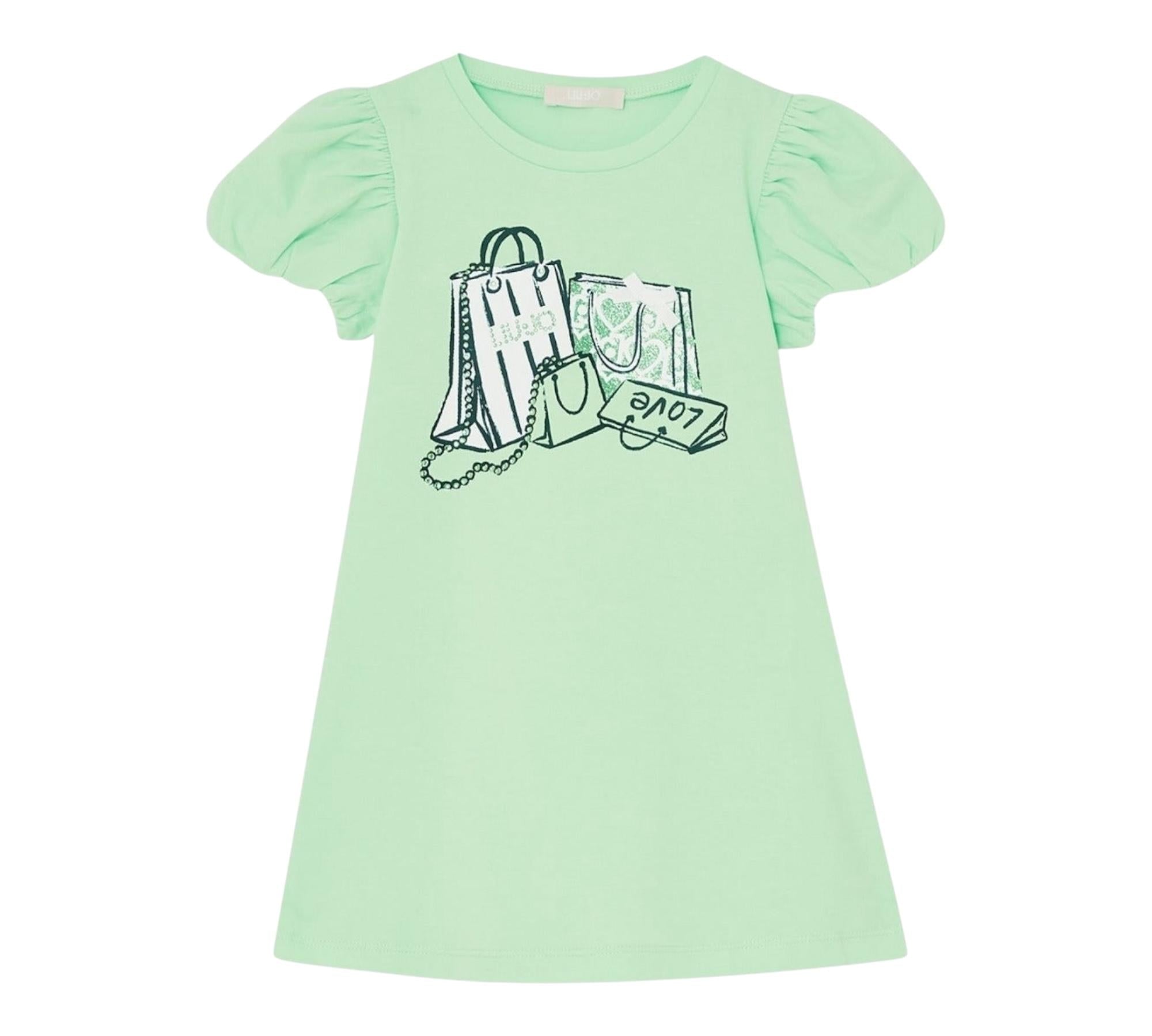 Liu Jo Abito Tinta Unita con Brillantini per Bambina KA5037J5003J VERDE LIU JO 