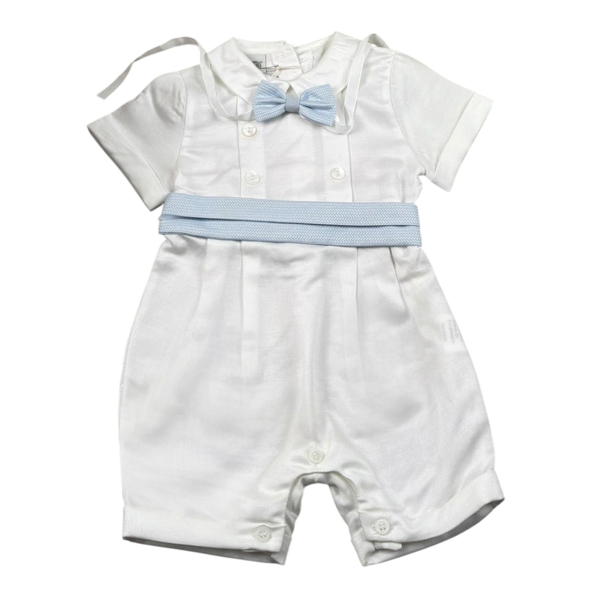 Marlu' Set Pagliaccetto-Papillion Bicolore per Neonato ER40221 BIANCO/AZZURRO MARLU' 