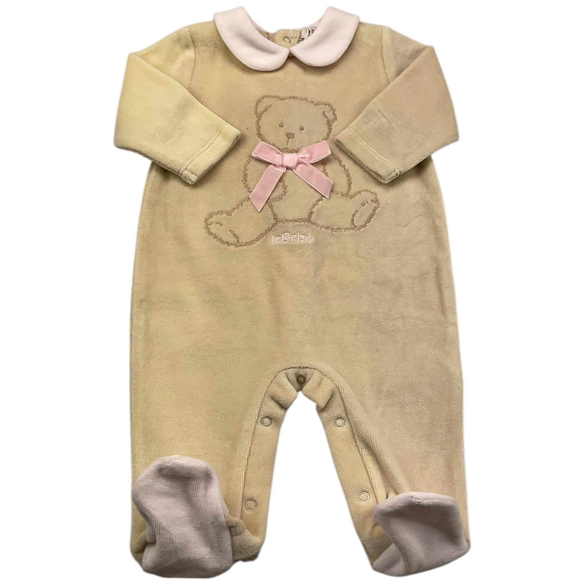 LE BEBE' tutina manica lunga tinta unita in ciniglia Beige per Neonata LBG5961 BEIGE LE BEBE' 