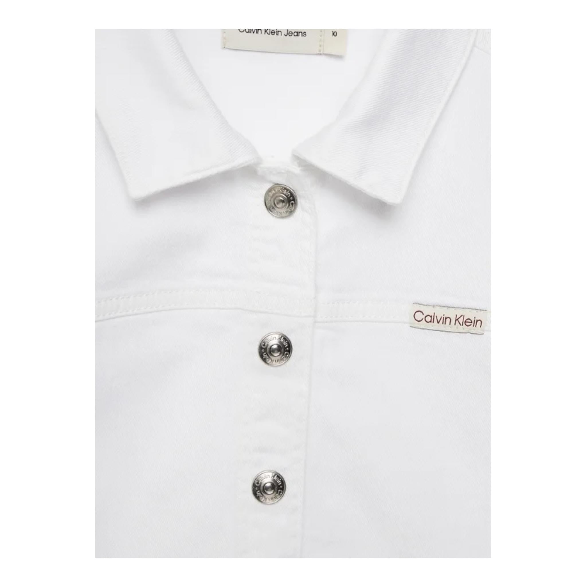 Calvin Klein Giubbino In Denim Tinta Unita con Bottoni per Bambina IG0IG02844 BIANCO CALVIN KLEIN 