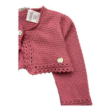 Paz Rodriguez Einfarbiger perforierter rosa Bolero für Baby Mädchen