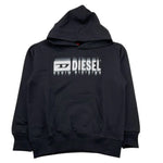 DIESEL felpa chiusa con cappuccio tinta unta con logo Nero per Bambino J02042 NERO DIESEL 