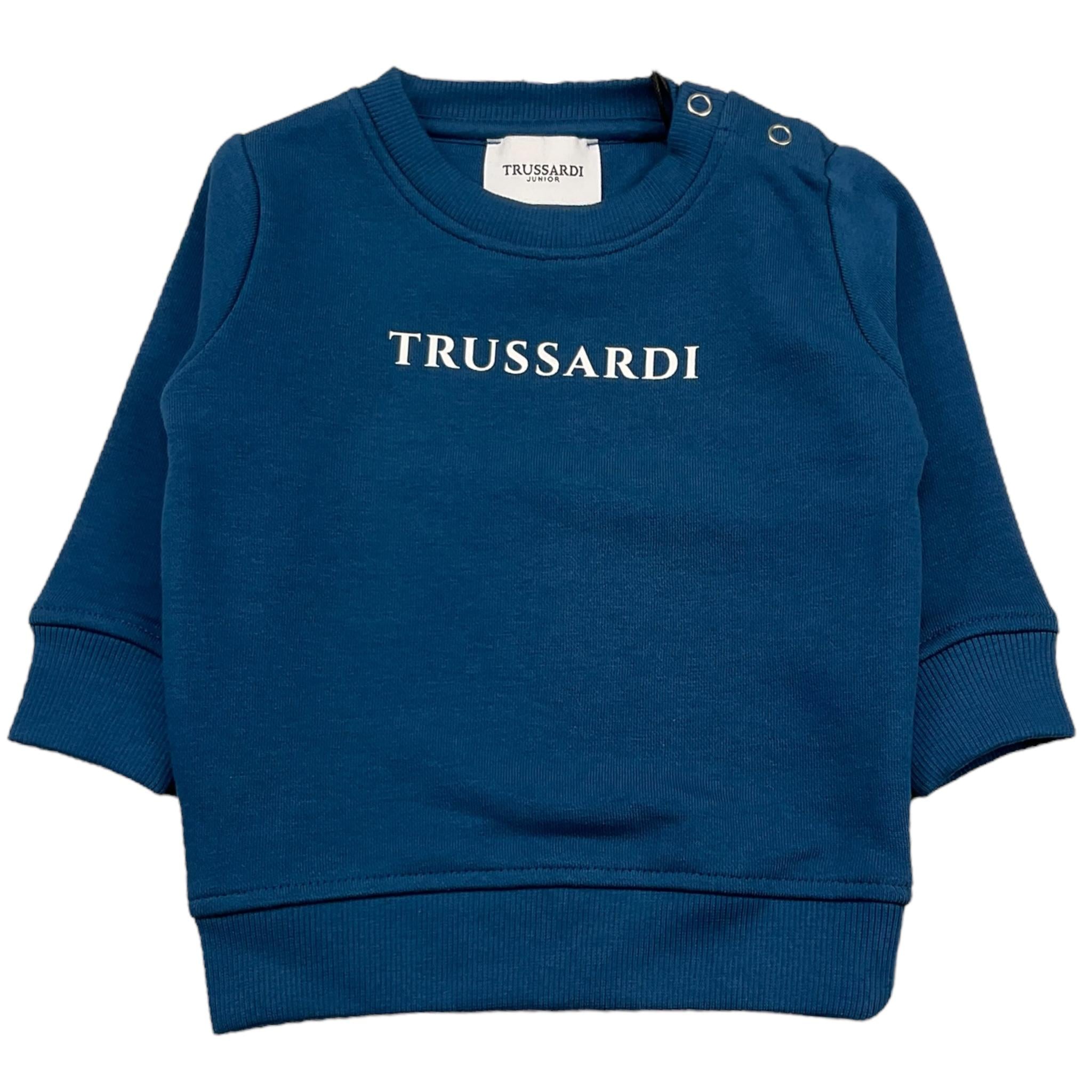 TRUSSARDI felpa chiusa girocollo tinta unita con stampa Blu per Neonato TIA24086FEN BLU TRUSSARDI 