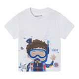 Mayoral T-Shirt Girocollo Tinta Unita con Stampa In Contrasto Bianco per Neonato