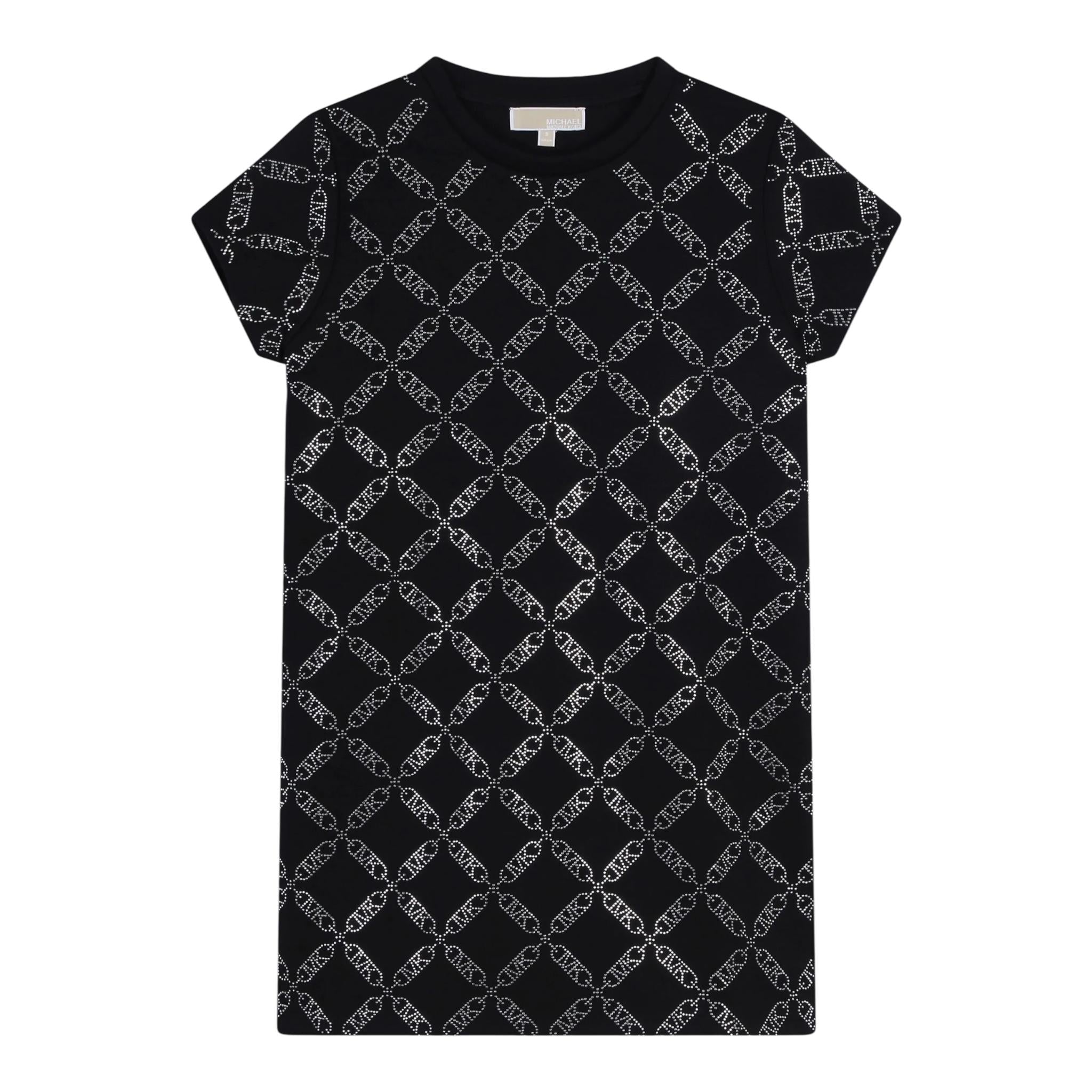 MICHAEL KORS abito mezza manica tinta unita con brillantini Nero per Bambina R30165 NERO MICHAEL KORS 