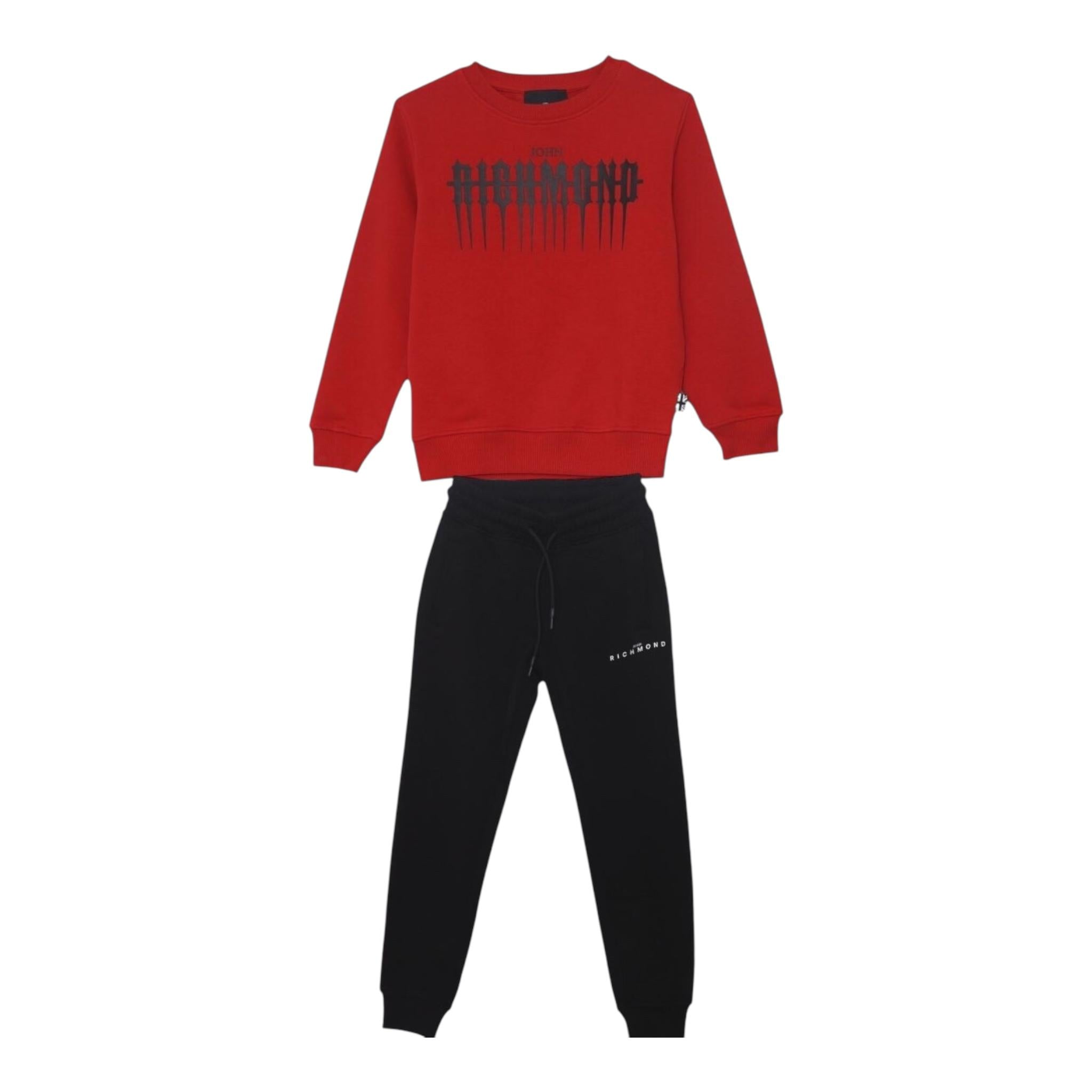 JOHN RICHMOND completo 2pz felpa- pantalone tinta unita Rosso/nero per Bambino RBA24152CFX ROSSO/NERO JOHN RICHMOND 