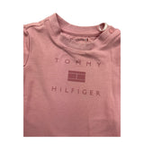 Tommy Hilfiger T-Shirt Girocollo Tinta Unita con Logo per Neonata KN0KN01429 ROSA TOMMY HILFIGER 
