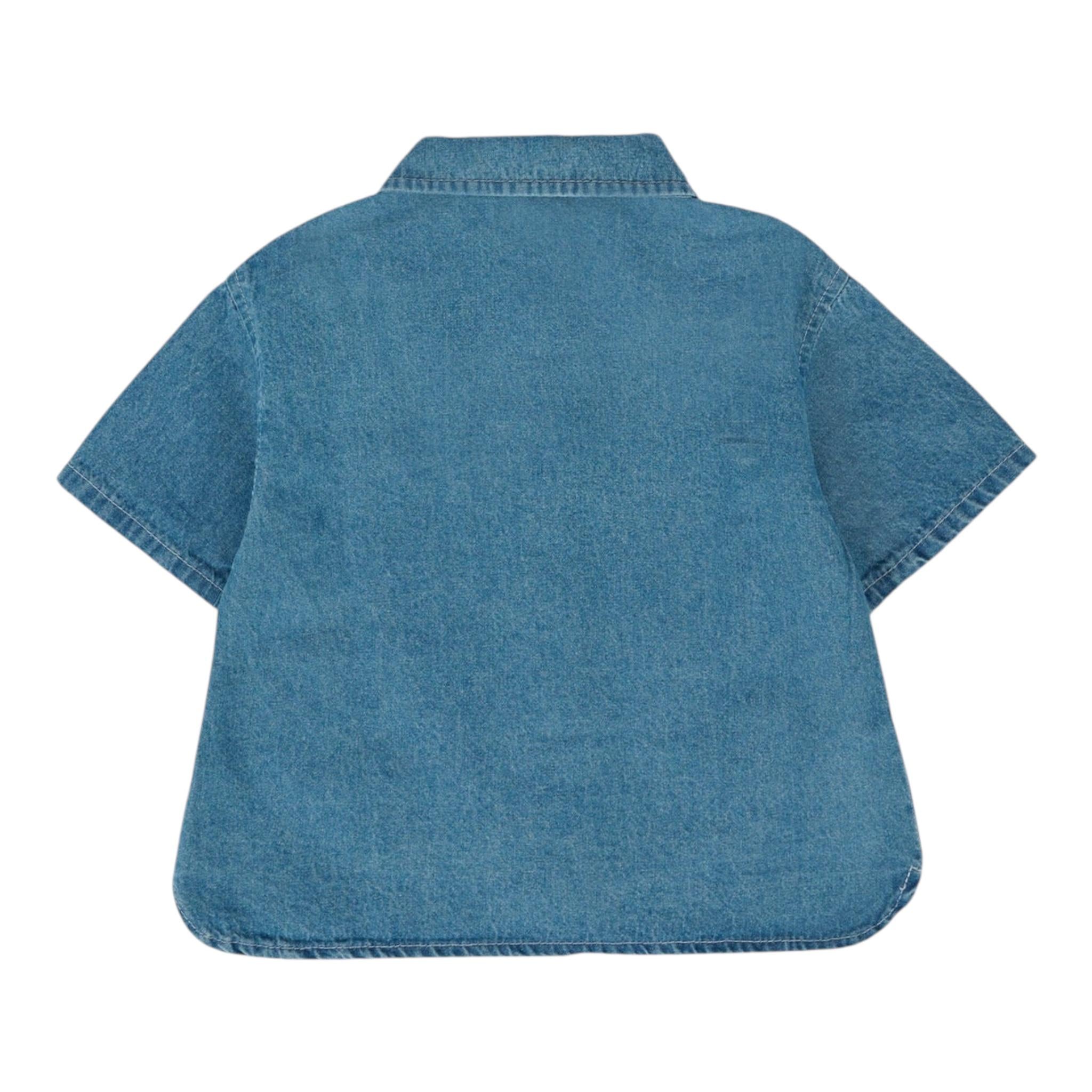 Moschino Camicia In Denim Tinta Unita Mezza Manica per Bambina MUC01FJ BLU MOSCHINO 