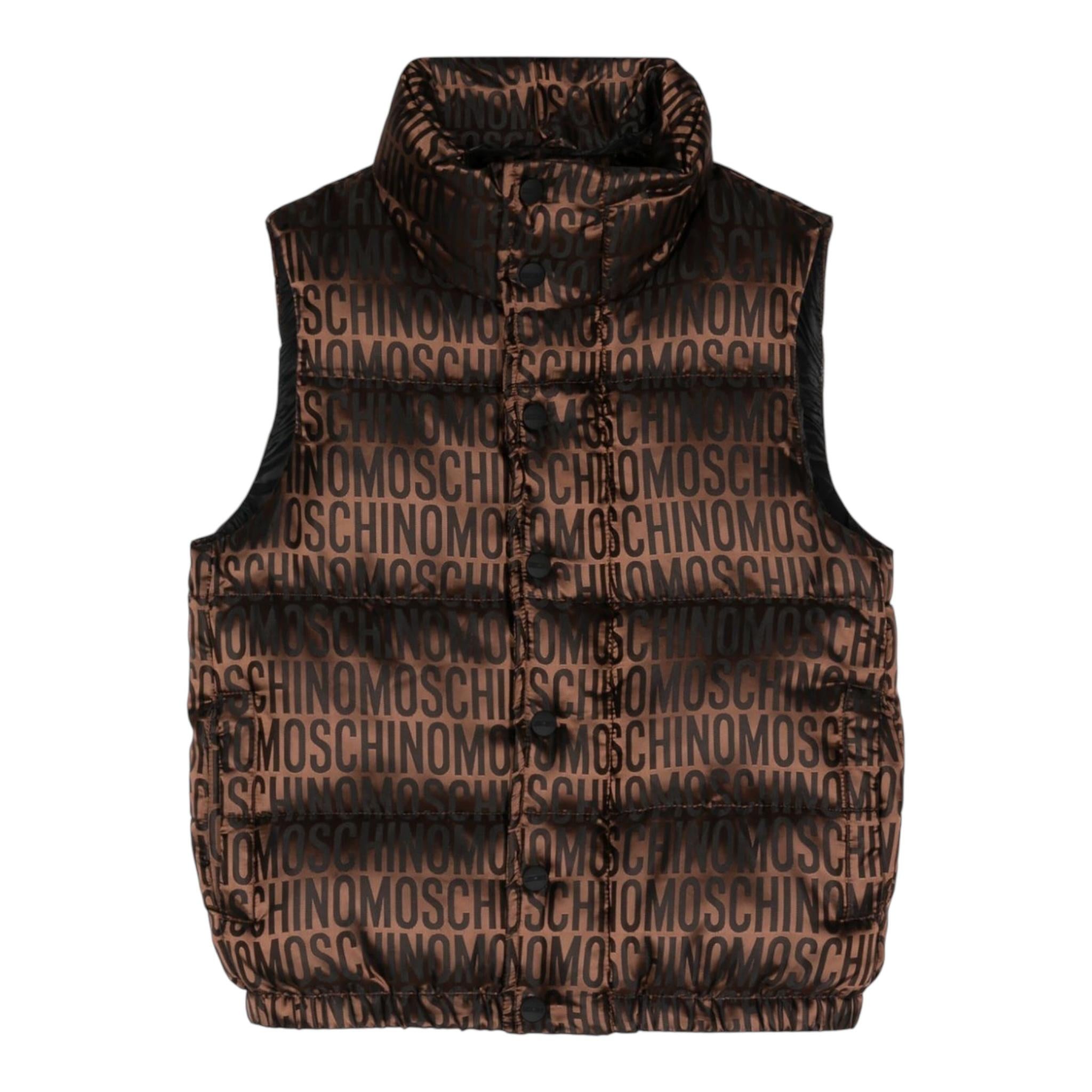 MOSCHINO smanicato tinta unita cn stampe logo Marrone per Bambino HUS04S MARRONE MOSCHINO 