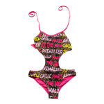 Gaelle Costume Intero Tinta Unita con Stampa per Bambina ANIMALIERGA FUXIA GAELLE 