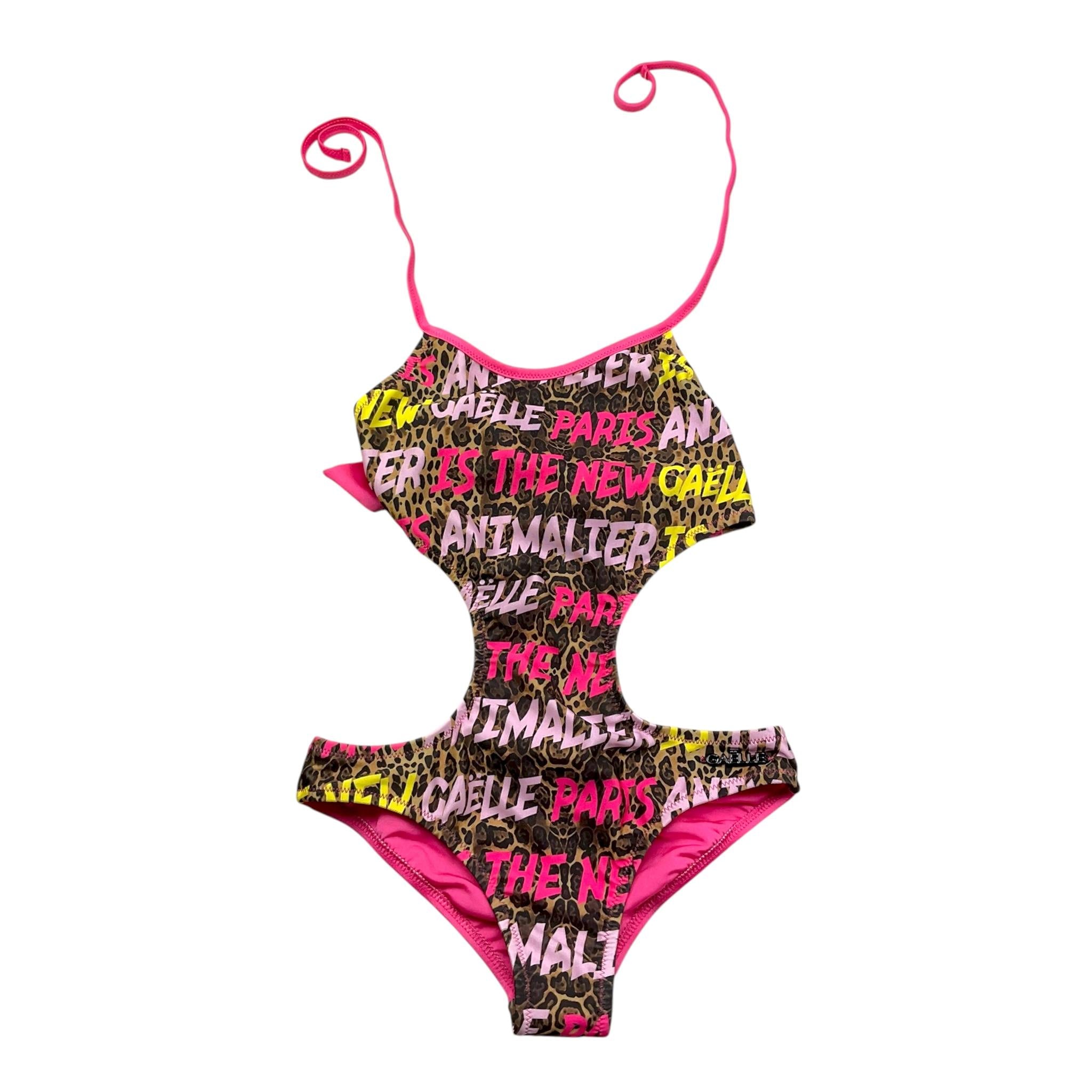 Gaelle Costume Intero Tinta Unita con Stampa per Bambina ANIMALIERGA FUXIA GAELLE 