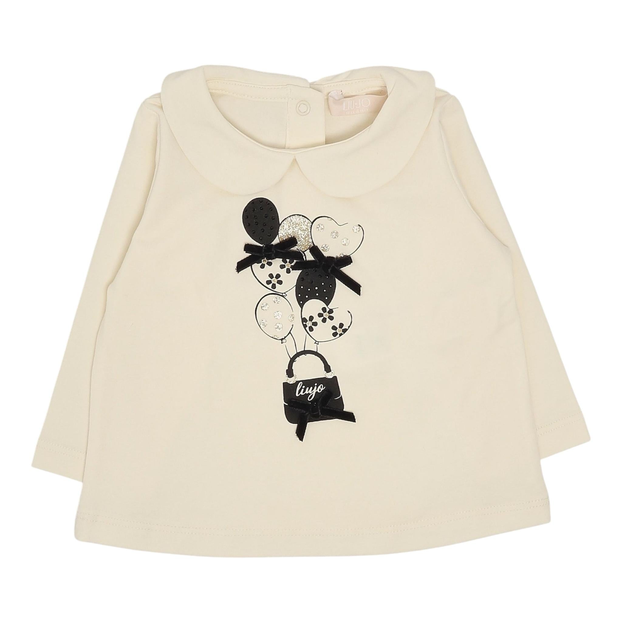 LIU JO shirt girocollo tinta unita con stampa in contrasto Panna per Neonata HF4078X PANNA LIU JO 