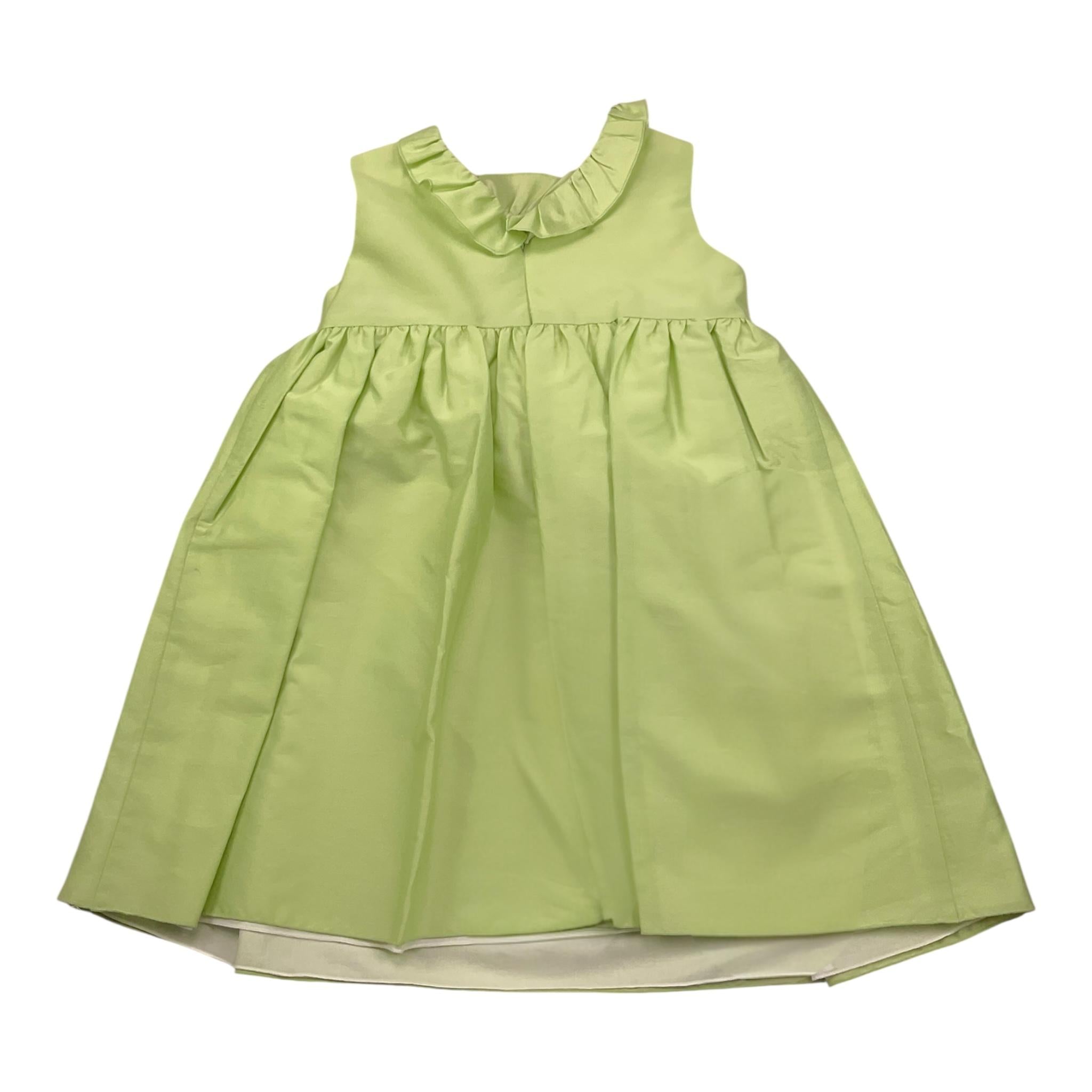 Little Bear Abito Giromanica Tinta Unita con Fiocco per Bambina 8200 VERDE LITTLE BEAR 