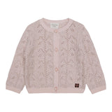 Carre'Ment Beau Cardigan Tinta Unita con Trafori Rosa per Bambina