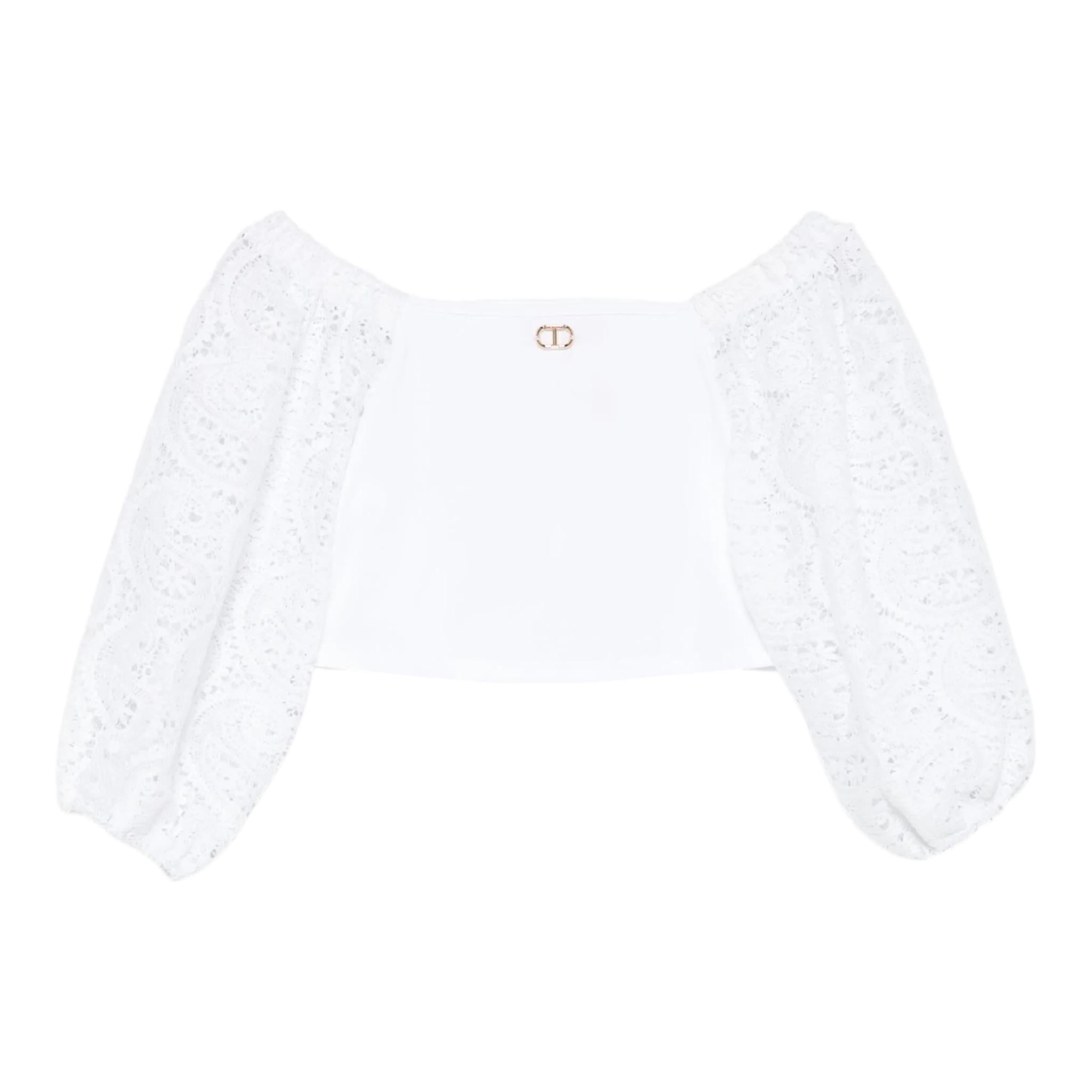 Twinset Top Maniche Ricamate Tinta Unita per Bambina 251GJ2QR9 BIANCO TWINSET 