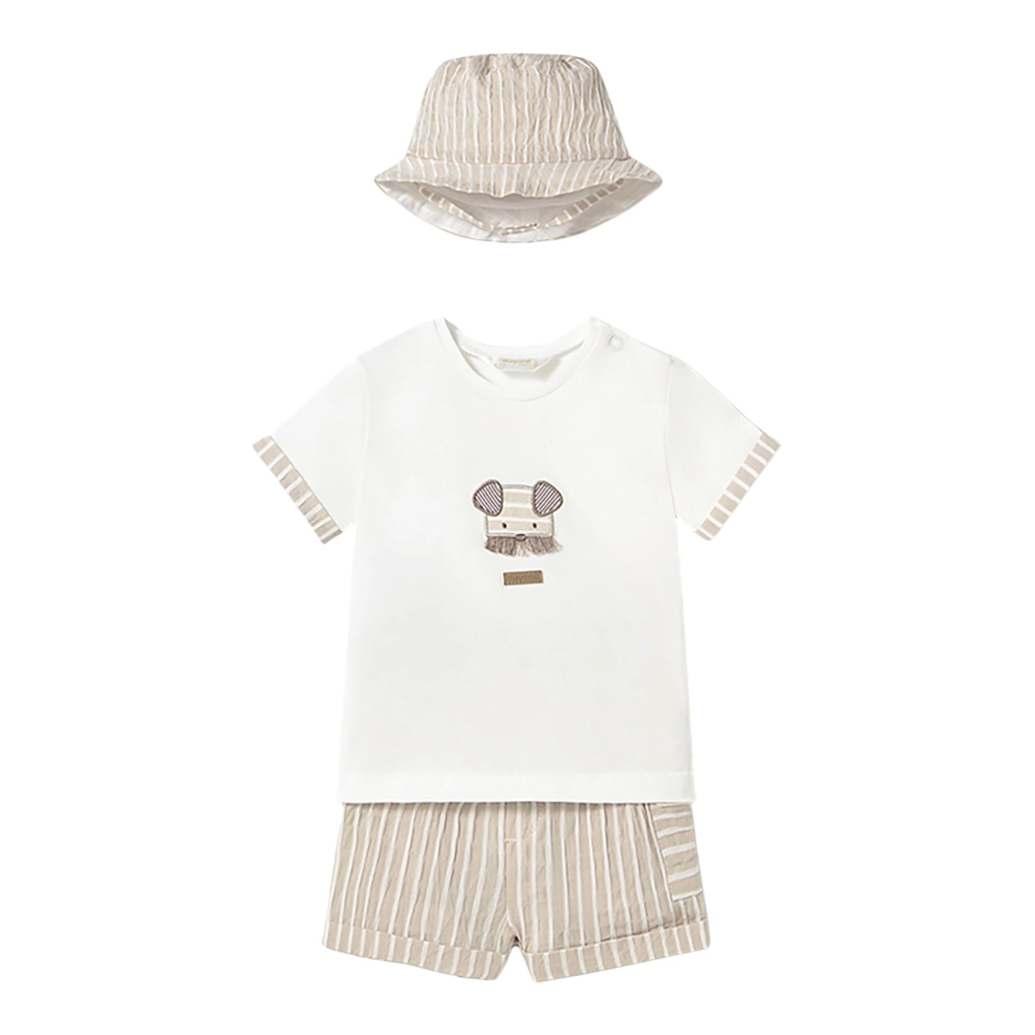 Mayoral Completo 3 Pezzi T-Shirt-Bermuda-Cappello per Neonato 11201 BIANCO MAYORAL 