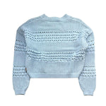 Moschino Maglia Tinta Unita Traforata per Bambina HDW02F AZZURRO MOSCHINO 