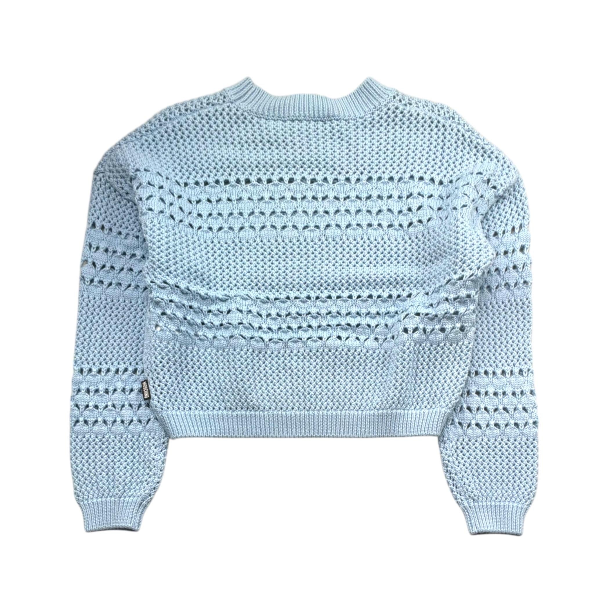 Moschino Maglia Tinta Unita Traforata per Bambina HDW02F AZZURRO MOSCHINO 