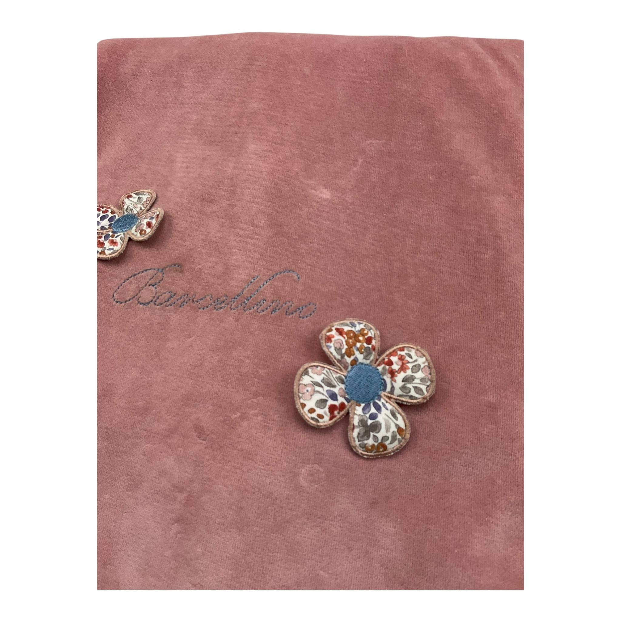 BARCELLINO coperta tinta unita in ciniglia con ricami Rosa per Neonata 105917 ROSA BARCELLINO 