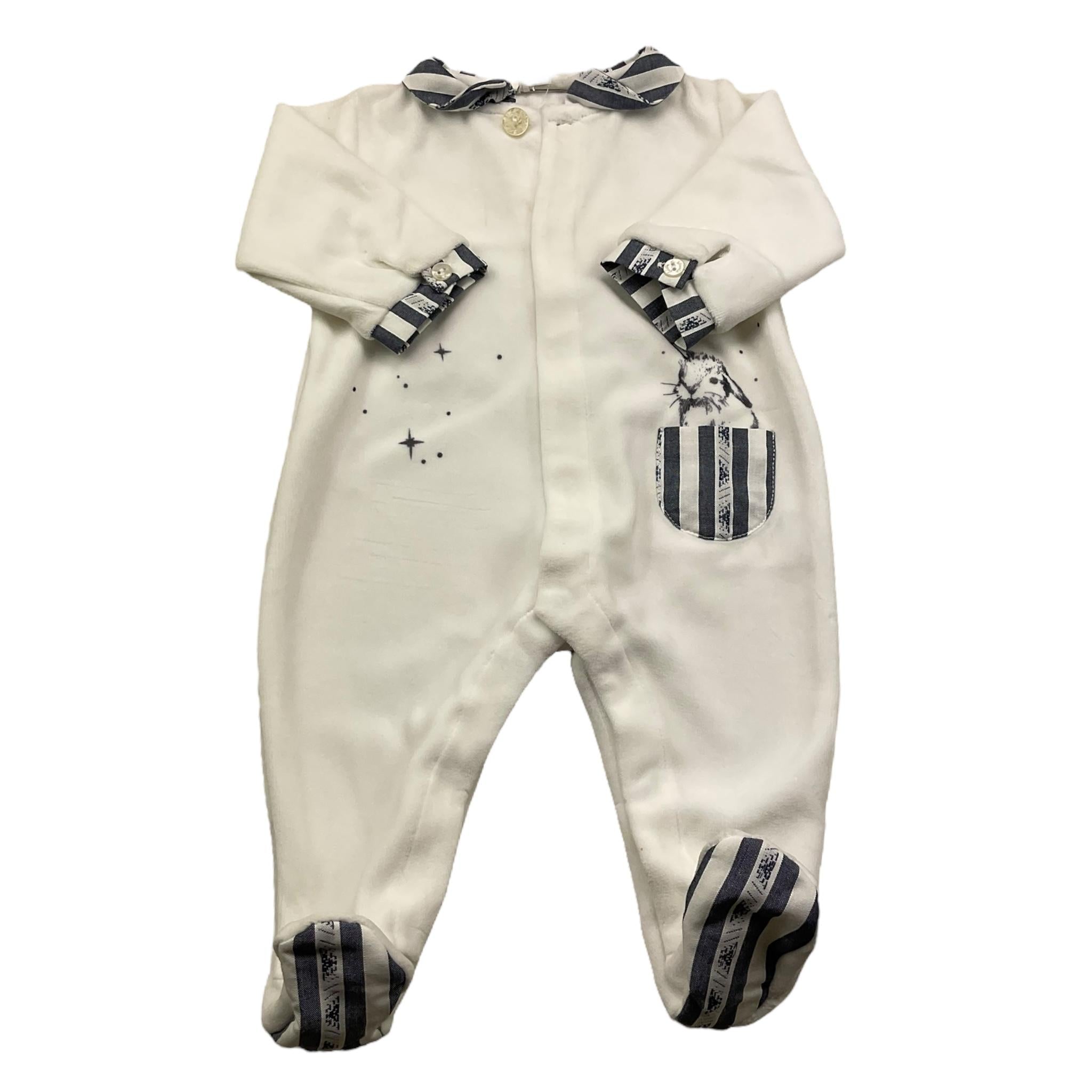 TARTINE ET CHOCOLAT tutina manica lunga tinta unita in ciniglia Bianco per Neonato TV32150 BIANCO TARTINE ET CHOCOLAT 