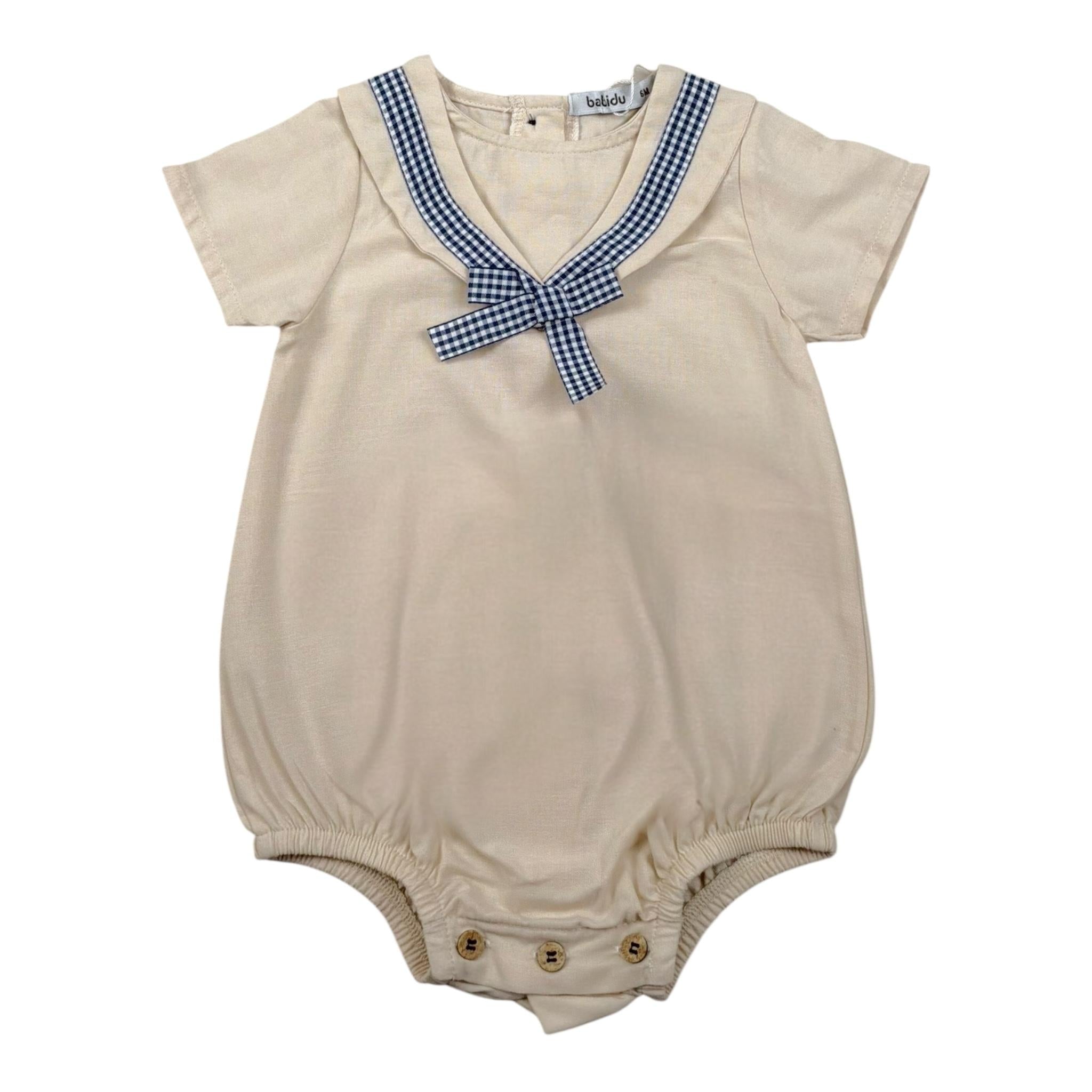 Babidu Pagliaccetto Tinta Unita Mezza Manica per Neonata 34402 BEIGE BABIDU 