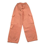 Vicolo Pantalone Modello Cargo Tinta Unita Con Elastico In Vita Pesca Per Bambina