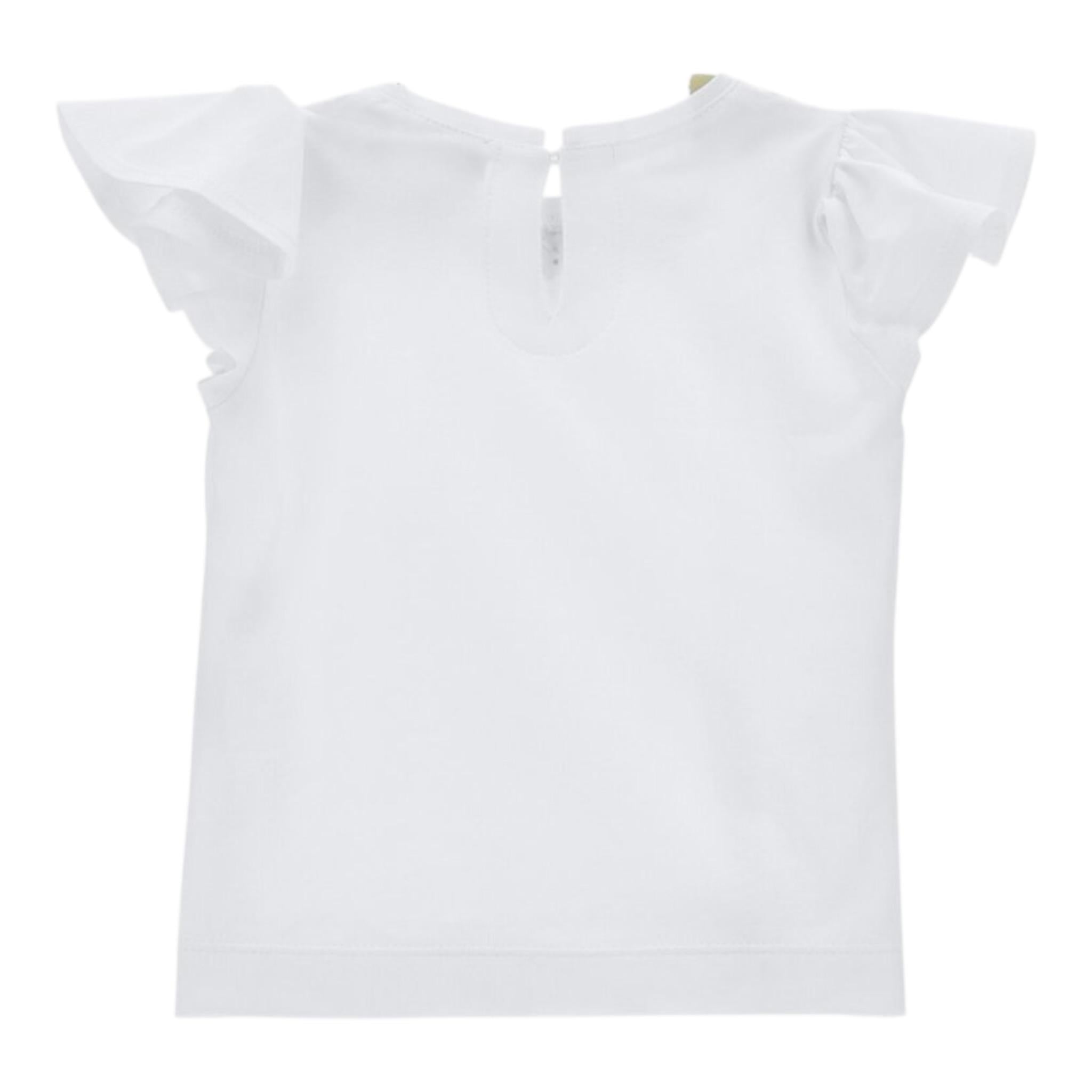 Monnalisa T-Shirt Girocollo Tinta Unita con Applicazioni per Neonata 31E613XN BIANCO MONNALISA 