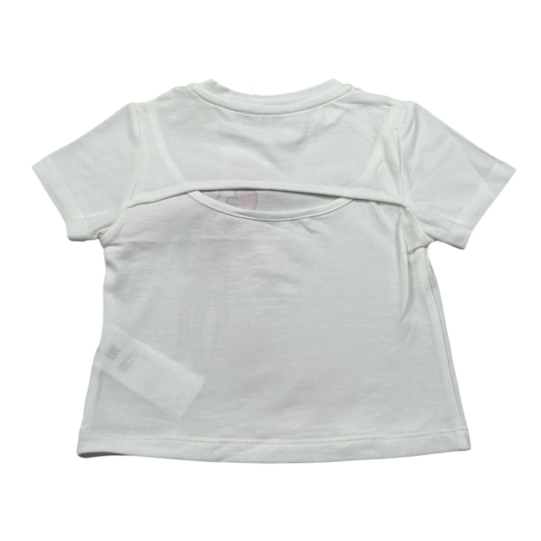 M+E' T-Shirt Girocollo Tinta Unita con Stampa per Neonata UE1389 BIANCO M+E' 