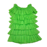 Y-Clu Abito Tinta Unita con Balze per Bambina Y19170 VERDE Y-CLU 