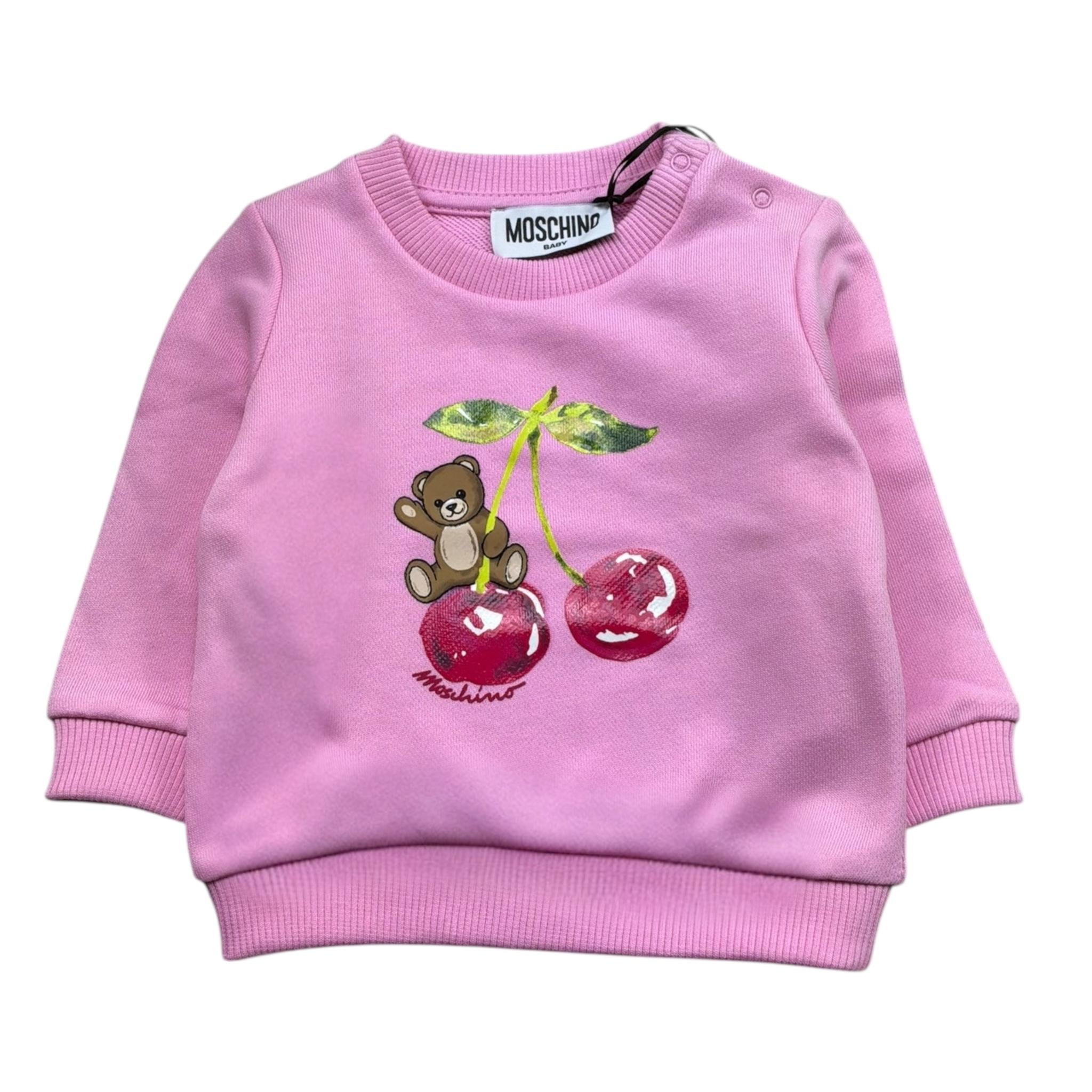 Moschino Felpa Girocollo Tinta Unita con Stampa per Neonata MGF02K ROSA MOSCHINO 